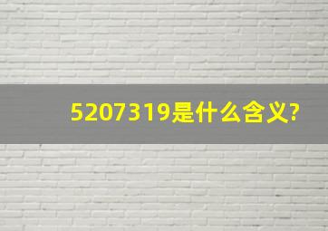 5207319是什么含义?