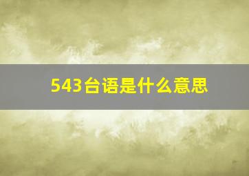 543台语是什么意思