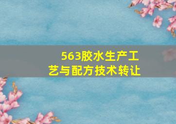 563胶水生产工艺与配方技术转让