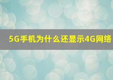 5G手机为什么还显示4G网络