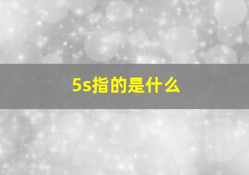 5s指的是什么(