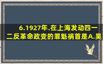 6.1927年.在上海发动四一二反革命政变的罪魁祸首是 ( ) A.吴佩孚...