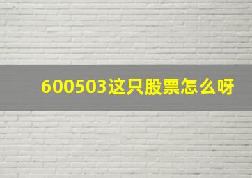 600503这只股票怎么呀