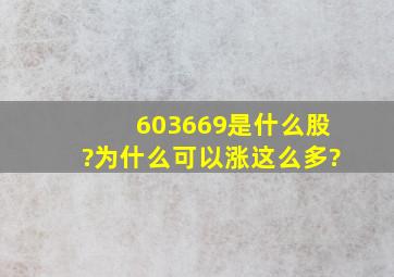 603669是什么股?为什么可以涨这么多?