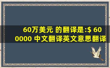 60万美元 的翻译是:$ 600,000 中文翻译英文意思,翻译英语