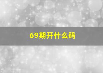 69期开什么码