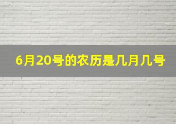 6月20号,的农历是几月几号