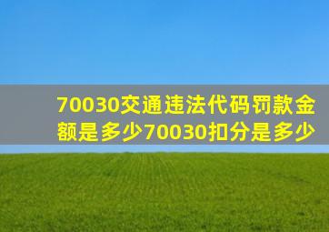 70030交通违法代码罚款金额是多少(70030扣分是多少(