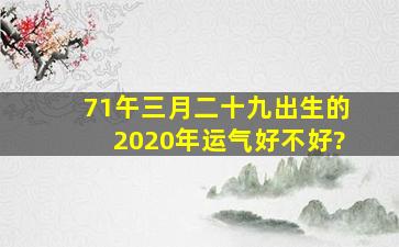 71午三月二十九出生的2020年运气好不好?