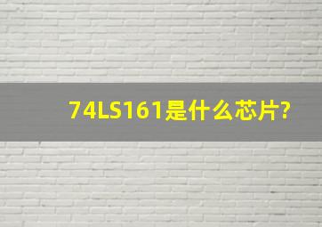 74LS161是什么芯片?