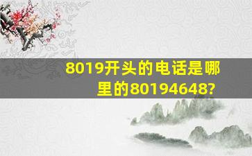 8019开头的电话是哪里的80194648?