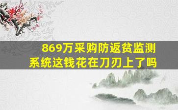 869万采购防返贫监测系统,这钱花在刀刃上了吗