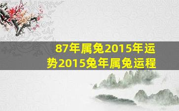 87年属兔2015年运势,2015兔年属兔运程