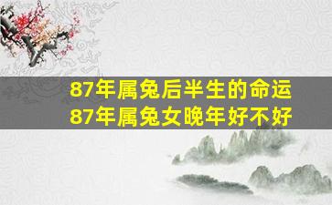 87年属兔后半生的命运87年属兔女晚年好不好