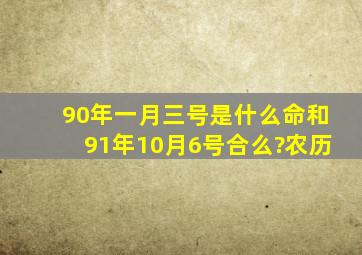 90年一月三号是什么命和91年10月6号合么?(农历)