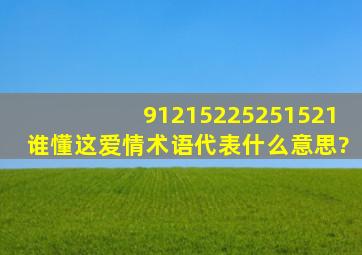 91215225251521谁懂这爱情术语代表什么意思?