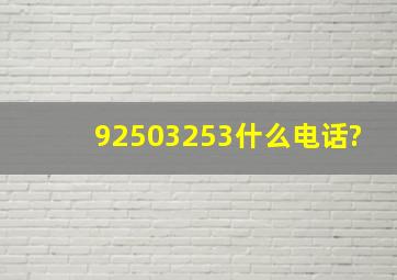 92503253什么电话?