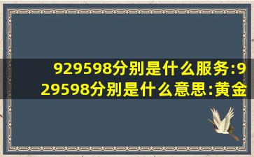 929598分别是什么服务:929598分别是什么意思:黄金时代