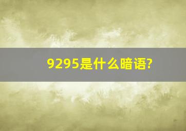 9295是什么暗语?