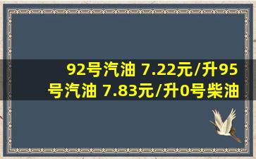 92号汽油 7.22元/升;95号汽油 7.83元/升;0号柴油 6.87元/升