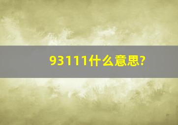 93111什么意思?