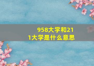 958大学和211大学是什么意思