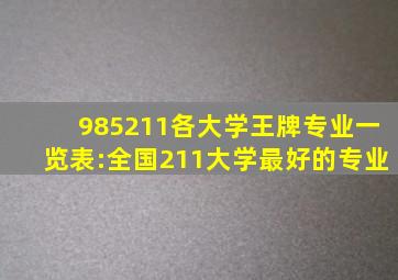 985211各大学王牌专业一览表:全国211大学最好的专业