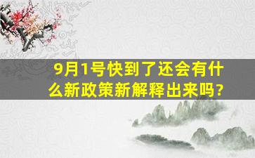 9月1号快到了,还会有什么新政策新解释出来吗?