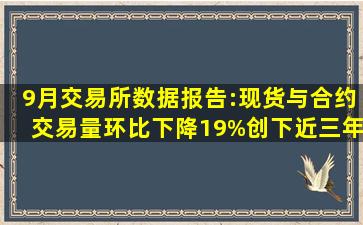 9月交易所数据报告:现货与合约交易量环比下降19%,创下近三年最低...