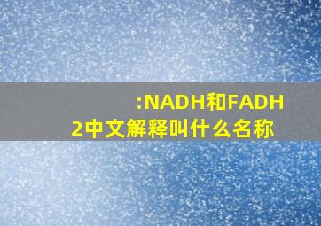 :NADH和FADH2中文解释叫什么名称