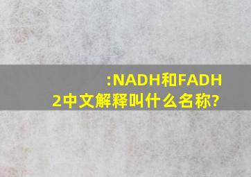 :NADH和FADH2中文解释叫什么名称?