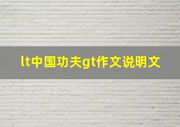 <中国功夫>作文说明文