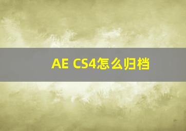 AE CS4怎么归档