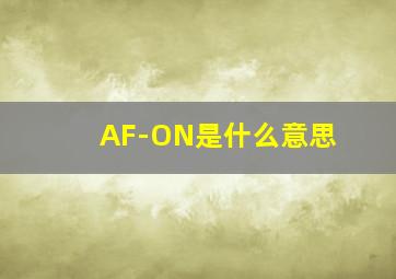 AF-ON是什么意思(