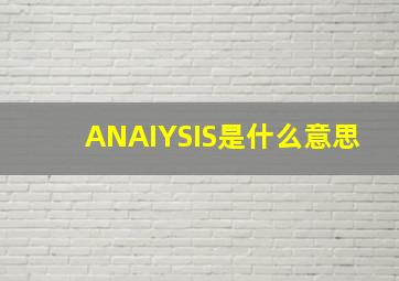 ANAIYSIS是什么意思