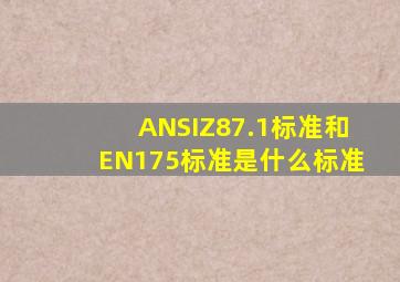 ANSIZ87.1标准和EN175标准是什么标准