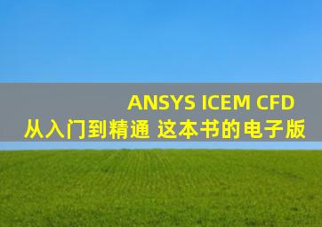 ANSYS ICEM CFD从入门到精通 这本书的电子版