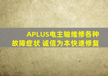 APLUS电主轴维修各种故障症状 诚信为本,快速修复