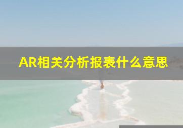 AR相关分析报表什么意思