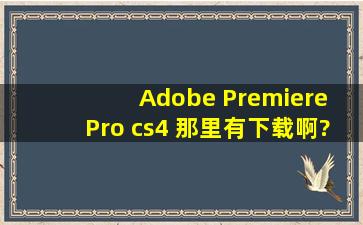Adobe Premiere Pro cs4 那里有下载啊?