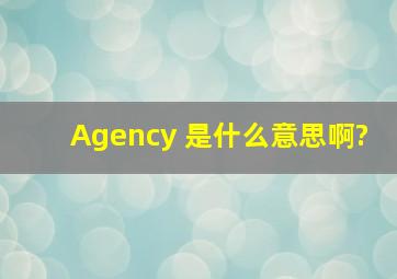 Agency 是什么意思啊?