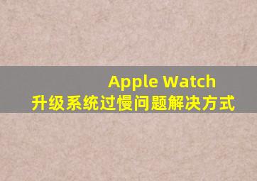 Apple Watch 升级系统过慢问题解决方式