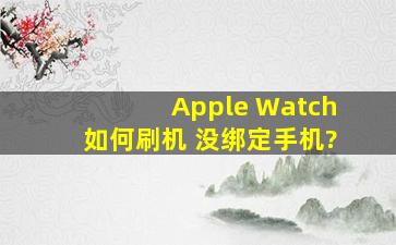 Apple Watch如何刷机 没绑定手机?