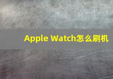 Apple Watch怎么刷机