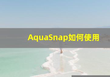 AquaSnap如何使用