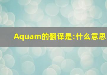 Aquam的翻译是:什么意思