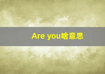 Are you啥意思