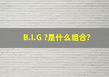 B.I.G ?是什么组合?