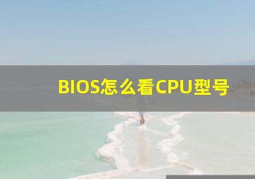 BIOS怎么看CPU型号