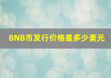 BNB币发行价格是多少美元 